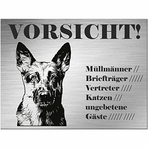 Indigos UG - Schild Schäferhund - bedruckt - Vorsicht Müllmanner usw - Aluverbundplatte Edelstahl Look - 40x30 cm - Spruch - Deko Geschenkidee für Ihren Hund - Zaun - Türschild - Hinweisschild Indigos UG - Schild Schäferhund - bedruckt - Vorsicht Müllmanner usw - Aluverbundplatte Edelstahl Look - 40x30 cm - Spruch - Deko Geschenkidee für Ihren Hund - Zaun - Türschild - Hinweisschild von INDIGOS