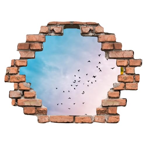Indigos UG - Wandtattoo Wohnzimmer 3D Effekt - 120x68 cm - Wandaufkleber - Himmel - Durchbruch Wanddeko - Mauer - Landschaft, Ausblick - für Wohnzimmer, Schlafzimmer, Küche, Bad, Kinderzimmer Indigos UG - Wandtattoo Wohnzimmer 3D Effekt - 120x68 cm - Wandaufkleber - Himmel - Durchbruch Wanddeko - Mauer - Landschaft, Ausblick - für Wohnzimmer, Schlafzimmer, Küche, Bad, Kinderzimmer von INDIGOS