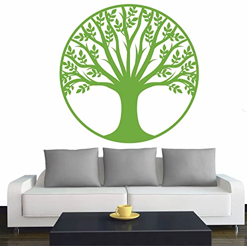 Wandtattoo - Baum des Lebens - 2 - Lebensbaum Weltenbaum - 60x60 cm - Lindgruen - Dekoration - Wandaufkleber - für Wohnzimmer Kinderzimmer Büro Schule Firma von INDIGOS