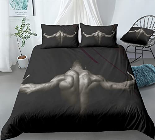 INDREAM Fitness Bettbezug Starke Muskeln Bettwäsche Set Für Schlafzimmer Dekoration,4 Size Bett Garnituren 3/4 Stück (1 Bettbezug Mit 2 Kissenbezügen Oder Bettlaken) (Double-3 Stück,C) von INDREAM