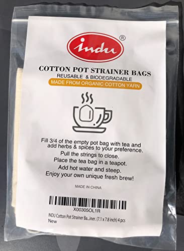 INDU BaumwollTopfsiebbeutel Wiederverwendbare leere Beutel für die Zubereitung von Tee aus BioBaumwollgarn Sicher & langlebig Verwenden Sie es als Lebensmittelsieb, Kaffeemaschine oder von INDU
