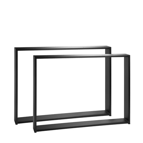 INDUSTRIAL IRON OAK Tischbeine 2er-Set – Rechteckige Metallbeine 72 cm hoch – Tischgestell aus Stahl, pulverbeschichtet – Schwarz, für Esstisch, Schreibtisch, DIY-Projekte (60–100 cm Breite) (72x100) von INDUSTRIAL IRON OAK