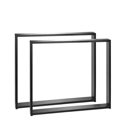 INDUSTRIAL IRON OAK Tischbeine 2er-Set – Rechteckige Metallbeine 72 cm hoch – Tischgestell aus Stahl, pulverbeschichtet – Schwarz, für Esstisch, Schreibtisch, DIY-Projekte (60–100 cm Breite) (72x80) von INDUSTRIAL IRON OAK