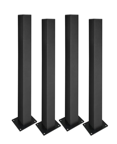 Tischbeine 4er-Set Metall Schwarz – 72 cm Höhe – Stahl Möbelfüße für Esstisch, Schreibtisch, Couchtisch – 10x10 cm – Industrial Design – pulverbeschichtet – DIY – Made in Europe von INDUSTRIAL IRON OAK