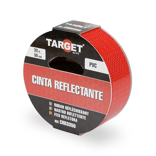 TARGET CRR3350 - Reflektierendes Klebeband - Rot 33 Meter x 50 Millimeter - Selbstklebend - Warnung - Beschilderung - Markierung - Hohe Sichtbarkeit von TARGET