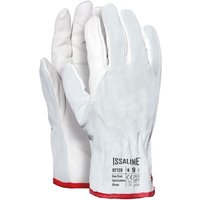 Industrial Starter - 07129 weiße Vollnarbenlederhandschuhe mit geteilter Rückseite - 9 (l) - Weiß von INDUSTRIAL STARTER