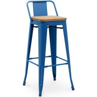 Barhocker mit Rückenlehne - Industriedesign - Holz & Stahl - 76cm - New Edition - Stylix Dunkelblau von INDUSTRIAL STYLE