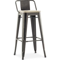 Barhocker mit Rückenlehne - Industriedesign - Holz & Stahl - 76cm - New Edition - Stylix Metallic bronze von INDUSTRIAL STYLE