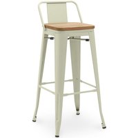 Barhocker mit Rückenlehne - Industriedesign - Holz & Stahl - 76cm - New Edition - Stylix Blasses Grün von INDUSTRIAL STYLE