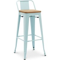 Barhocker mit Rückenlehne - Industriedesign - Holz & Stahl - 76cm - New Edition - Stylix Light blue von INDUSTRIAL STYLE