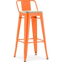 Barhocker mit Rückenlehne - Industriedesign - Holz & Stahl - 76cm - New Edition - Stylix Orange von INDUSTRIAL STYLE
