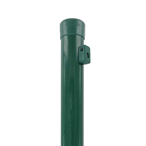 INDUTEC Zaunpfosten - Ø 34 x 1200 mm - für Maschendraht Drahtzaun - grün pulverbeschichtet - mit Drahthaltern von INDUTEC
