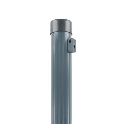 INDUTEC Zaunpfosten - Ø 34 x 1750 mm -für Maschendraht Drahtzaun - anthrazit pulverbeschichtet - mit Drahthaltern von INDUTEC