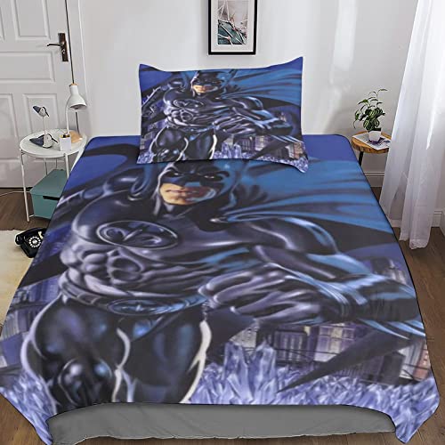 INDYAH Batman 3D Print Betten Set Bettwäsche Set Microfaser Qualität Anime Bettbezug Mit Kissenbezug Teilig 3 Teilig Sets Single（135x200cm） von INDYAH
