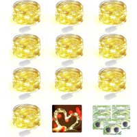 10er-Pack 2 m lange batteriebetriebene Lichterketten mit 20 LEDs, wasserdichte LED-Lichter mit Kupferdraht für Weihnachten, Schlafzimmer, Hochzeit, 10er-Pack 2 m lange batteriebetriebene Lichterketten mit 20 LEDs, wasserdichte LED-Lichter mit Kupferdraht für Weihnachten, Schlafzimmer, Hochzeit, von INEASICER