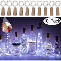 10er-Packung mit 20 LED-Lichtern für Weinflaschen, Kupferdraht-Lichterketten mit Korkkordel für die Dekoration von Hochzeiten, Weihnachten und Partys von INEASICER