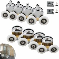 25 mm Schiebetürrolle, 8 Stück Türrollenrad-Lenkrolle für Badezimmerkabine (4 × oberes Rad + 4 × unteres Rad) von INEASICER