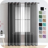 2er-Set, graue Voile-Vorhänge mit 8 Ösen, 140 x 210 cm, Outdoor-Vorhang, Vorhänge für kleine Fenster von INEASICER