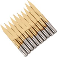3,175 mm CNC-Fräser, 10 Grad 0,1 mm Hartmetall-Gravierbits, Titanbeschichteter Fräser, CNC-Fräser-Werkzeugbit-Set – 10 Stück von INEASICER