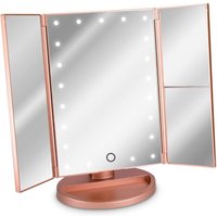 3-seitiger LED-beleuchteter Spiegel – Faltbarer Triptychon-Schminkspiegel auf Ständer mit 2x3-facher Vergrößerungswirkung – Batterie oder USB – 3-seitiger LED-beleuchteter Spiegel – Faltbarer Triptychon-Schminkspiegel auf Ständer mit 2x3-facher Vergrößerungswirkung – Batterie oder USB – von INEASICER