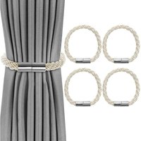 4er-Set Vorhang-Raffhalter, magnetische Vorhang-Raffhalter, geflochtene magnetische Vorhangschnalle für die Dekoration im Home-Office (Beige) von INEASICER