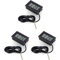 Ineasicer - Digitaler Temperaturmonitor LCD-Thermometer mit externer Sonde für Kühl- und Gefrierschrank Acuario - Schwarz von INEASICER