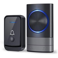 Drahtlose Türklingel, IP44 wasserdichtes Außentürklingel-Set mit Plug-in-Empfänger für Zuhause und Büro (Schwarz) von INEASICER