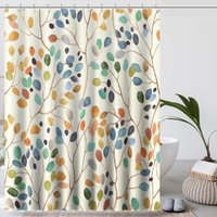 Ineasicer - Duschvorhang mit Blumenmuster für Badezimmer, bunte Blätter, Badezimmerdekor, mit Haken – 180 cm x 200 cm von INEASICER