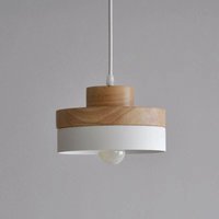 E27 Moderne Pendelleuchten Deckenleuchte Zeitgenössische Beleuchtung Weißlack Deckenleuchter Holz und Metall Pendelleuchte (Weiß) von INEASICER
