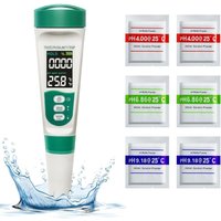 Elektronisches pH-Meter, 5-in-1-Pooltester-Kit, pH-/TDS-/EC-/Salzgehalt-/Temperaturtester, VA-Display mit Hintergrundbeleuchtung, Pool-Salztester, von INEASICER