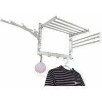 Faltbarer Wäscheständer – wandmontierter, drehbarer Handtuchhalter – mit Haken und Schwenkarmen – platzsparend in Waschküche und Badezimmer – Faltbarer Wäscheständer – wandmontierter, drehbarer Handtuchhalter – mit Haken und Schwenkarmen – platzsparend in Waschküche und Badezimmer – von INEASICER