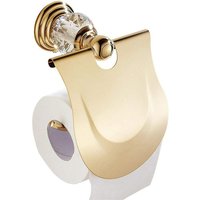 Glänzender Toilettenpapierhalter mit Klappe und Toilettenpapierspender mit Abdeckung, Gold-Finish, Wandmontage aus goldfarbenem Metall, Glänzender Toilettenpapierhalter mit Klappe und Toilettenpapierspender mit Abdeckung, Gold-Finish, Wandmontage aus goldfarbenem Metall, von INEASICER