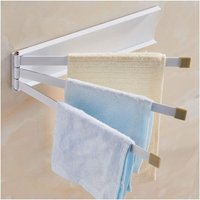 Handtuchhalter fürs Badezimmer mit 3 Armen, 180° drehbare Handtuchstangen aus klappbarem Aluminium, Handtuchtrockner zur Wandmontage für die Küche, Handtuchhalter fürs Badezimmer mit 3 Armen, 180° drehbare Handtuchstangen aus klappbarem Aluminium, Handtuchtrockner zur Wandmontage für die Küche, von INEASICER