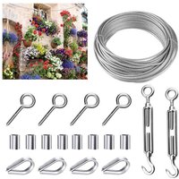 Ineasicer 15 m Drahtseil-Set, 304 Edelstahlseil, 2 mm, robustes, rostfreies Metalldrahtseil, robustes Kabelseil für Zeltseil, Wäscheleine, von INEASICER
