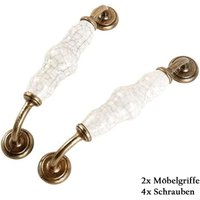 Ineasicer 2er-Pack Keramik-Möbelgriffe, Türgriff mit Rissmuster, mit Schrauben für Schrank, Schrank, Schublade, Achsabstand 128 mm von INEASICER
