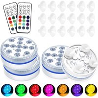Ineasicer - 4er-Pack untertauchbare LED-Poollichter für oberirdische Pools, IP68 wasserdicht, mit RF-Fernbedienung, 16 RGB-Farben von INEASICER
