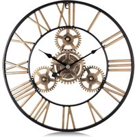 Ineasicer - 50 cm, 1 Stück, riesige Wanduhr aus Metall, industrielle goldene Zahnräder, geräuschlose Wanduhr, römische Ziffern, Dekor für Wohnzimmer Ineasicer - 50 cm, 1 Stück, riesige Wanduhr aus Metall, industrielle goldene Zahnräder, geräuschlose Wanduhr, römische Ziffern, Dekor für Wohnzimmer von INEASICER