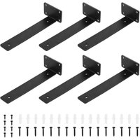 Ineasicer - 6er-Pack robuste Regalhalterungen aus schwarzem Metall, wandmontierte Regalhalterungen für offene Regale, DIY-Unterstützung Ineasicer - 6er-Pack robuste Regalhalterungen aus schwarzem Metall, wandmontierte Regalhalterungen für offene Regale, DIY-Unterstützung von INEASICER
