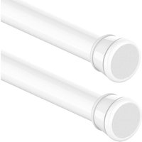 Ineasicer Ausziehbare Gardinenstange ohne Bohren für Fenster, Kleiderschrank, Badezimmer, 50–80 cm, Weiß (Durchmesser 25 mm) von INEASICER