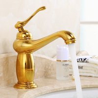 Ineasicer - Hohe Messing-Badarmaturen Waschbecken Mischbatterien-Gold Badezimmer Wasserhahn-Einhebelmischer-Kalt- und Warmwasser von INEASICER