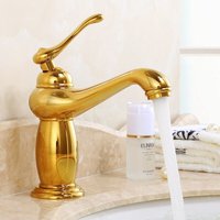 Ineasicer - Hohe Messing-Badarmaturen Waschbecken Mischbatterien-Gold Badezimmer Wasserhahn-Einhebelmischer-Kalt- und Warmwasser von INEASICER