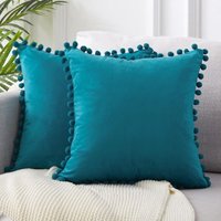 Ineasicer Kissenbezug 45x45 Entenblau, dekoratives Sofa-Set, 2 Stück, weicher Samt-Kissenbezug, Wohnzimmer-/Schlafzimmer-Dekoration, ästhetisches von INEASICER
