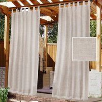 Ineasicer - Outdoor-Vorhang mit Schlaufen - 2er-Set. Wasserdichter Verdunkelungsvorhang, Klettverschluss, H213 x B132 cm, Natur von INEASICER