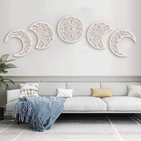 Ineasicer Schlafzimmerdekoration 5-teilig, Schlafzimmer-Wanddekoration, Nordeuropa-Schlafzimmer-Dekor, Holzphasenmond, Innenmond, böhmische von INEASICER