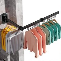 Ineasicer Wandmontierter Wäscheständer, Faltbarer Wäschetrockner für drinnen und draußen, Aluminium - Schwarz von INEASICER