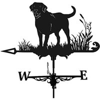 Ineasicer Wetterfahne im Vintage-Stil aus schwarzem Metall mit Windrichtungsanzeiger für die Dekoration von Gartendächern im Freien (Hund) von INEASICER