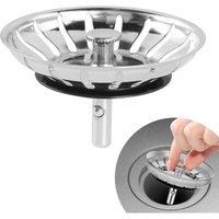 Küchenspülenstöpsel, Edelstahl-Waschbeckensieb, Universal-Waschbeckenfilter (84 mm) von INEASICER