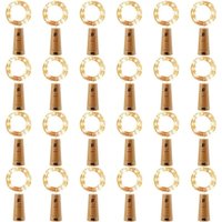 LED-Flaschenlichterkette, 2 m, 20 LEDs, Flaschenlichter, LED-Flaschendeckellichter, wasserdicht, flexible Silberdraht-Dekoration für Party, Hochzeit von INEASICER