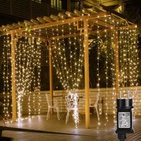 LED-Lichtervorhang, Girlande, warmweißes Licht, 8 Beleuchtungsmodi für Hochzeitsdekoration, Balkon, Terrasse, Schlafzimmer, Innen- und Außenbereich, von INEASICER
