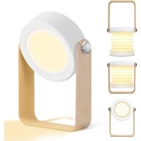 LED-Tischlampe – wiederaufladbare Schreibtischlampe per USB, Nachtlicht – 15 W, Touch-Steuerung, 360° klappbar, tragbarer Holzgriff für Camping LED-Tischlampe – wiederaufladbare Schreibtischlampe per USB, Nachtlicht – 15 W, Touch-Steuerung, 360° klappbar, tragbarer Holzgriff für Camping von INEASICER